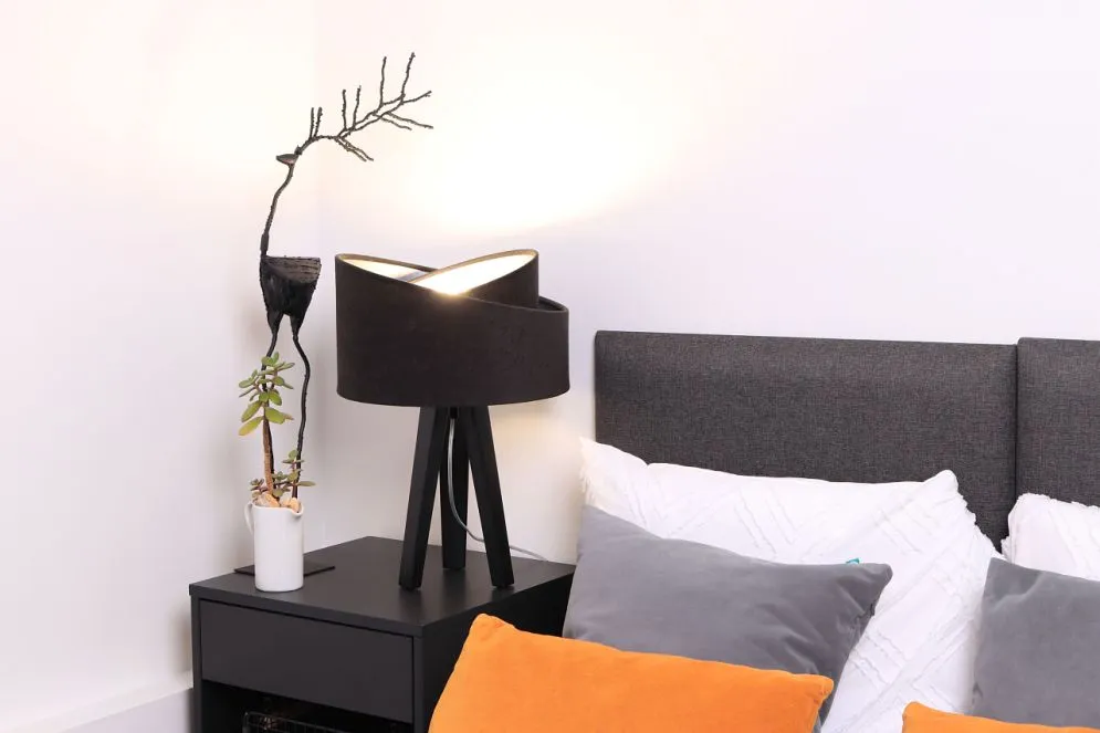 Lampa stołowa GEMSTONE czarna/srebrna/czarna welurowa | MIRAT. w stylu  kolekcja