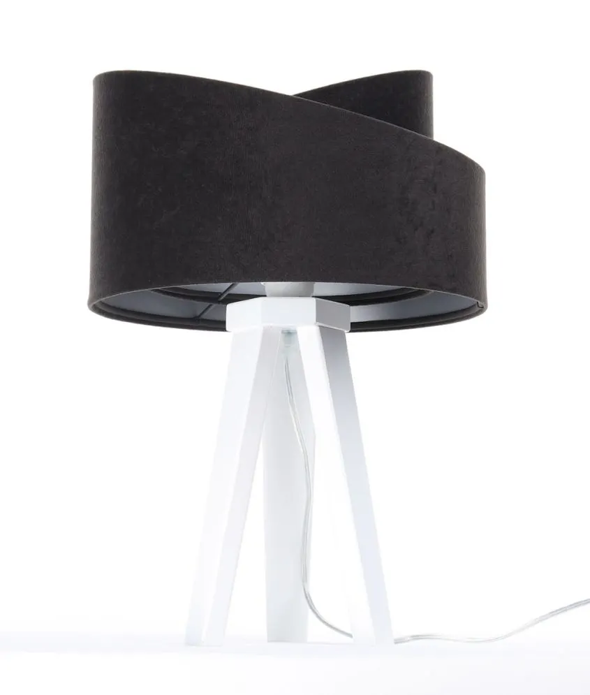 Lampa stołowa GEMSTONE czarna/srebrna/biała mała do salonu | MIRAT.