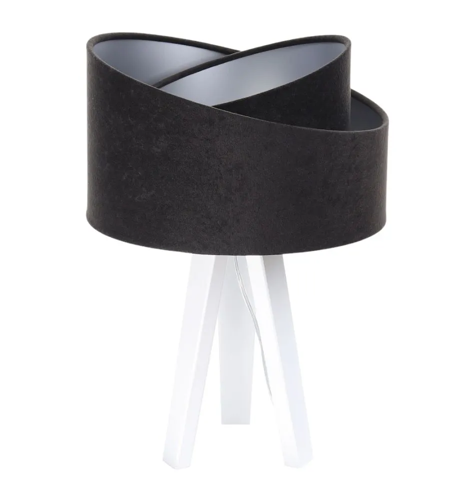 Lampa stołowa GEMSTONE czarna/srebrna/biała mała do salonu | MIRAT.