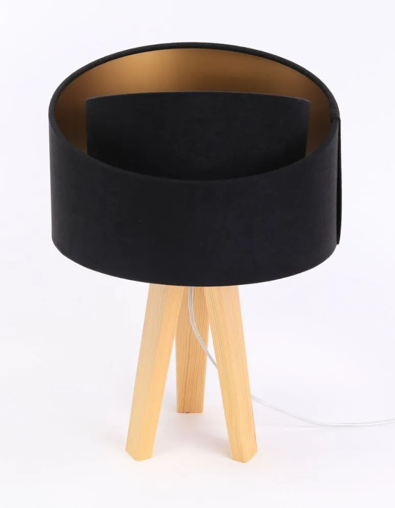 Lampa stołowa GEMSTONE czarna/złota/sosna polskiej produkcji | MIRAT.