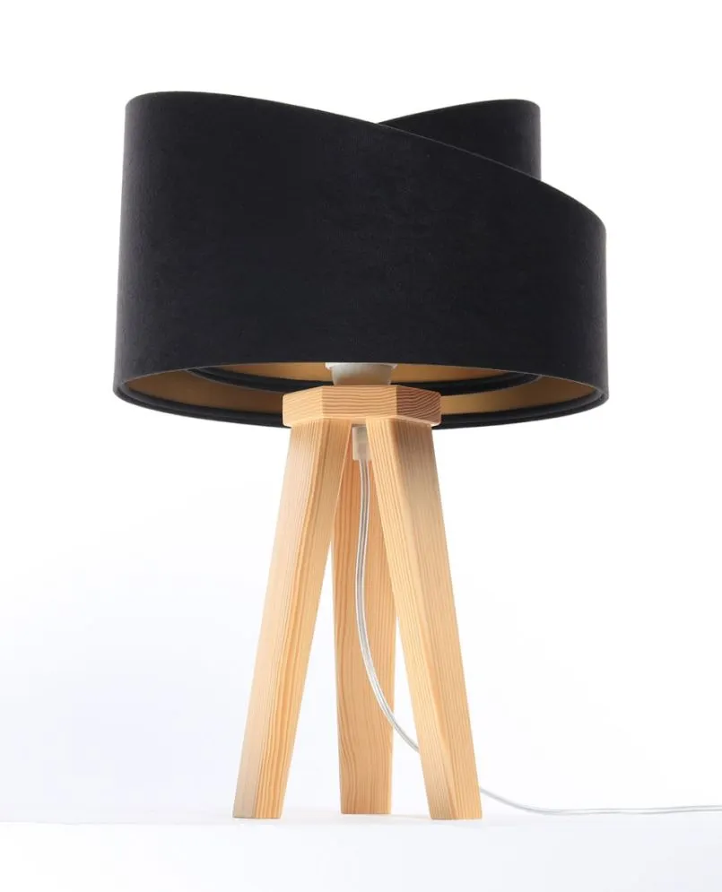 Lampa stołowa GEMSTONE czarna/złota/sosna polskiej produkcji | MIRAT.