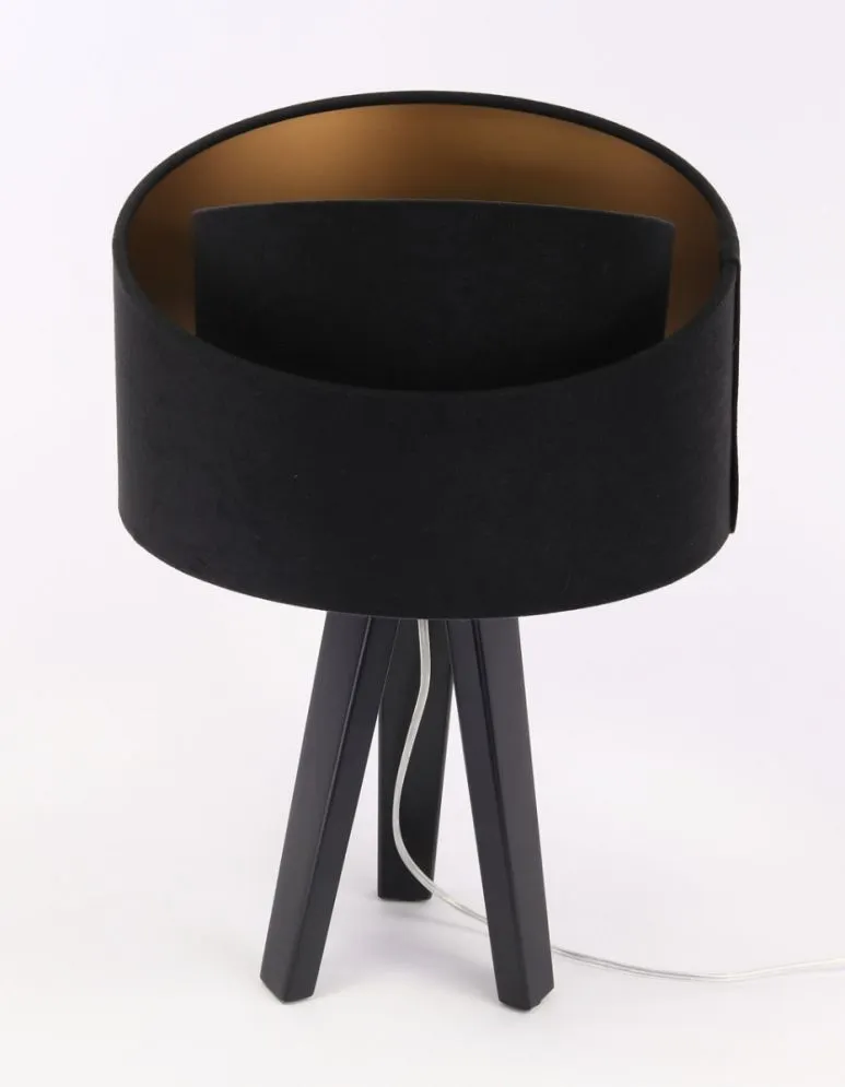 Lampa stołowa GEMSTONE czarna/złota/czarna asymetryczna mała | MIRAT.