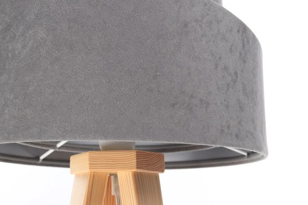 Lampa stołowa GEMSTONE szara/srebrna/sosna welurowa | MIRAT.