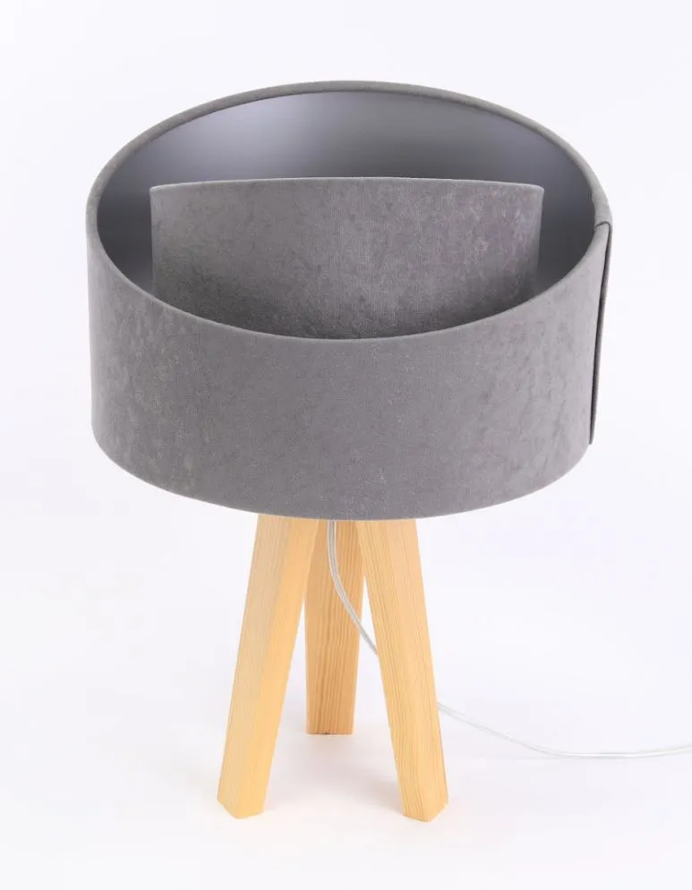 Lampa stołowa GEMSTONE szara/srebrna/sosna welurowa | MIRAT.