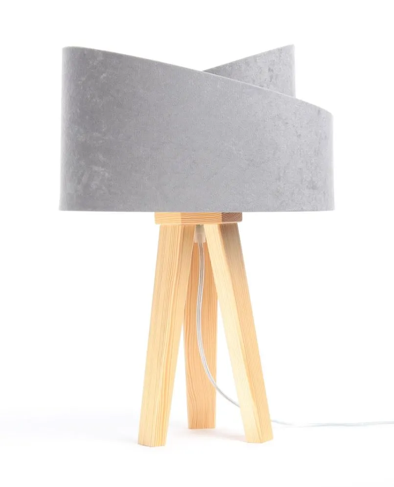 Lampa stołowa GEMSTONE szara/złota/sosna welurowa | MIRAT.