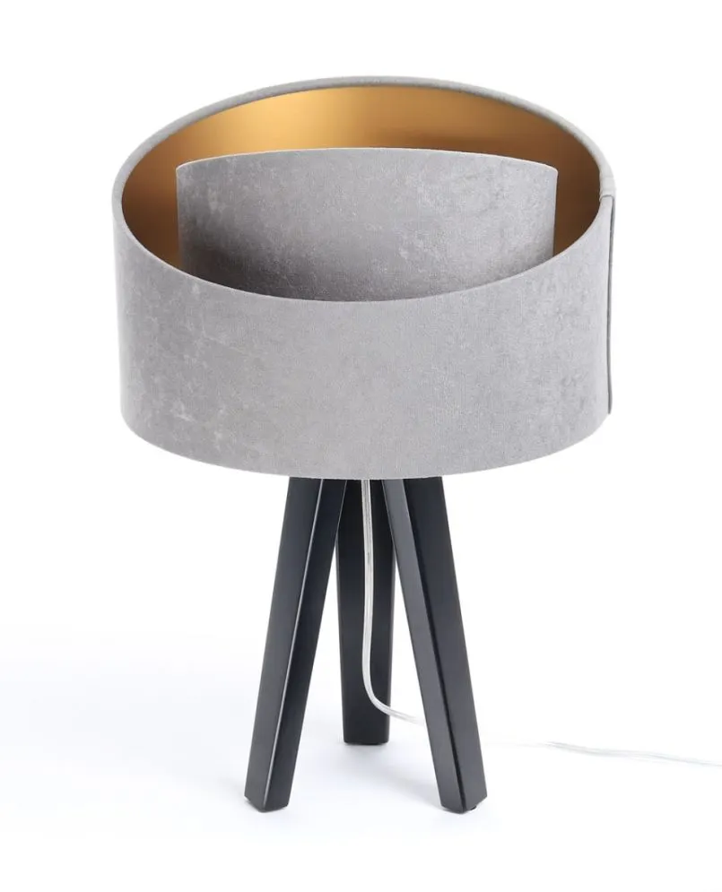 Lampa stołowa GEMSTONE szara/złota/czarna na trójnogu | MIRAT.