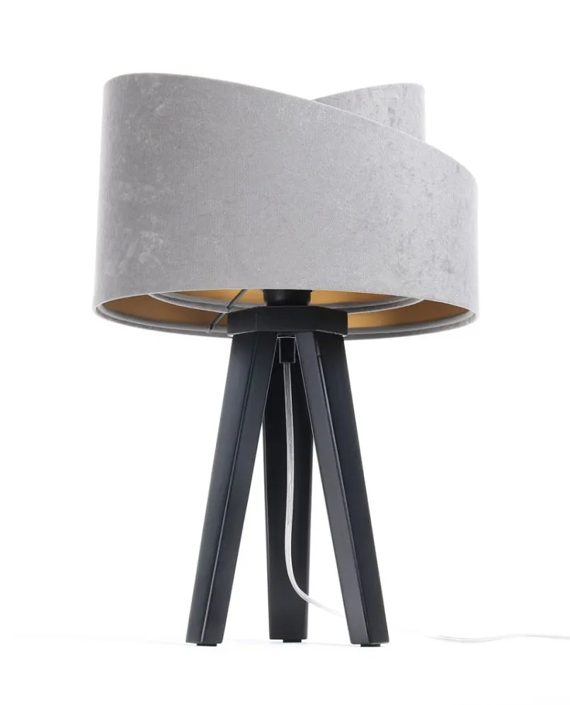 Lampa stołowa GEMSTONE szara/złota/czarna na trójnogu | MIRAT.