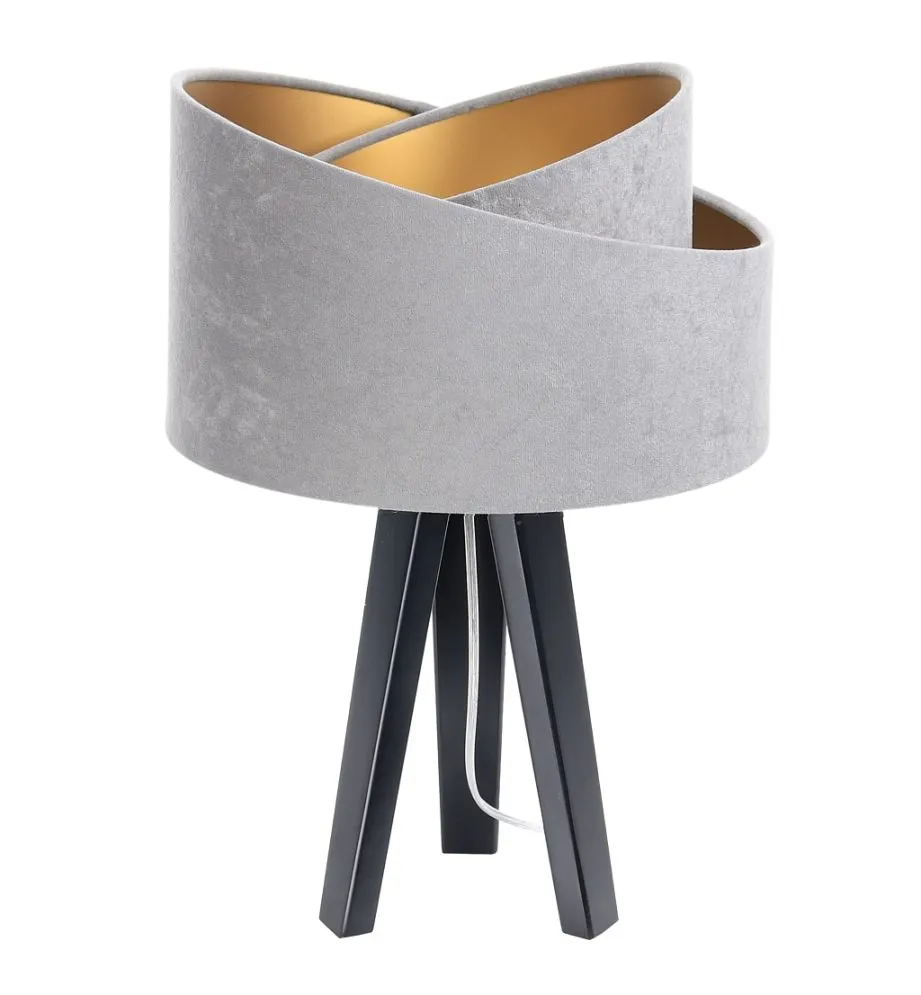 Lampa stołowa GEMSTONE szara/złota/czarna na trójnogu | MIRAT.