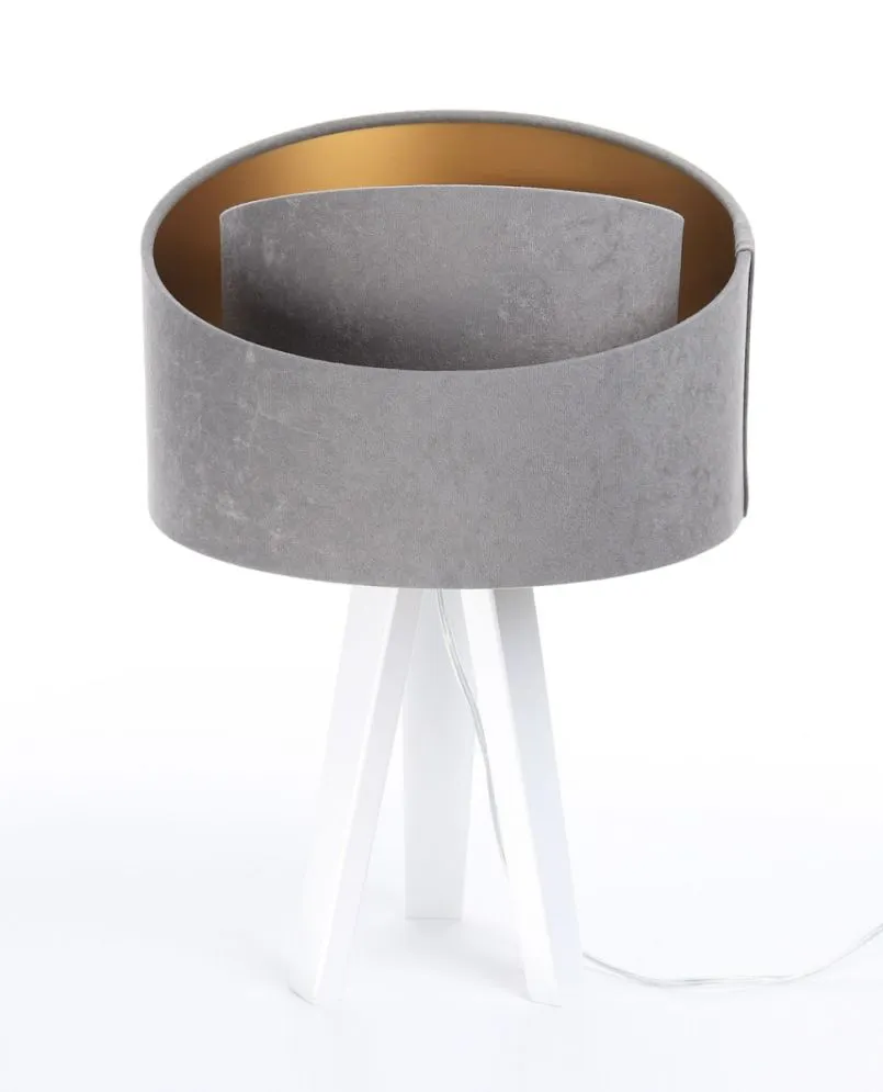 Lampa stołowa GEMSTONE szara/złota/biała do sypialni | MIRAT.