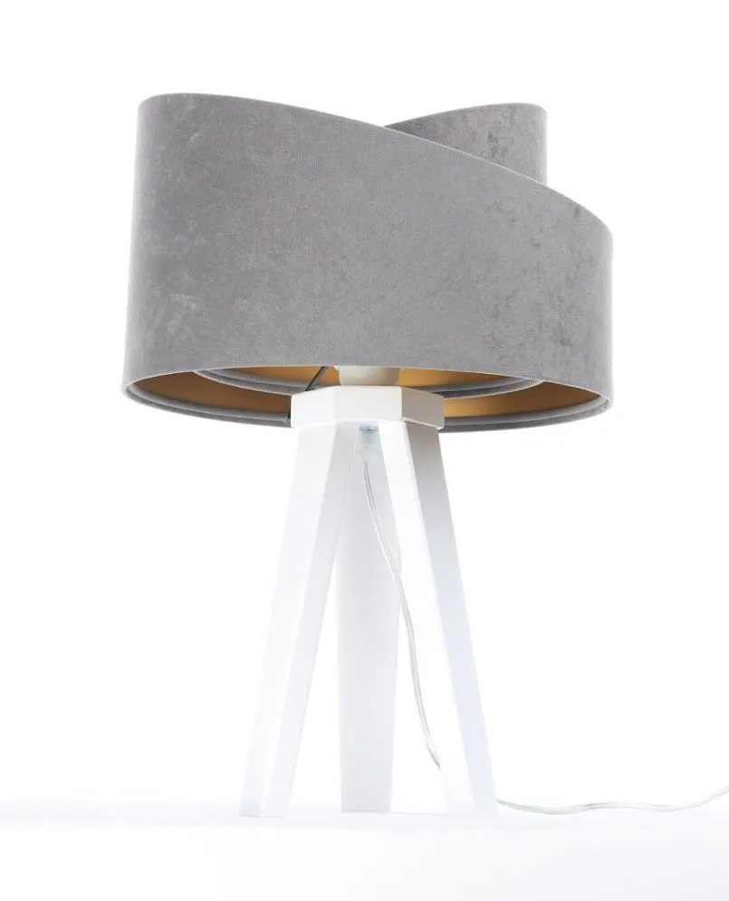 Lampa stołowa GEMSTONE szara/złota/biała do sypialni | MIRAT.