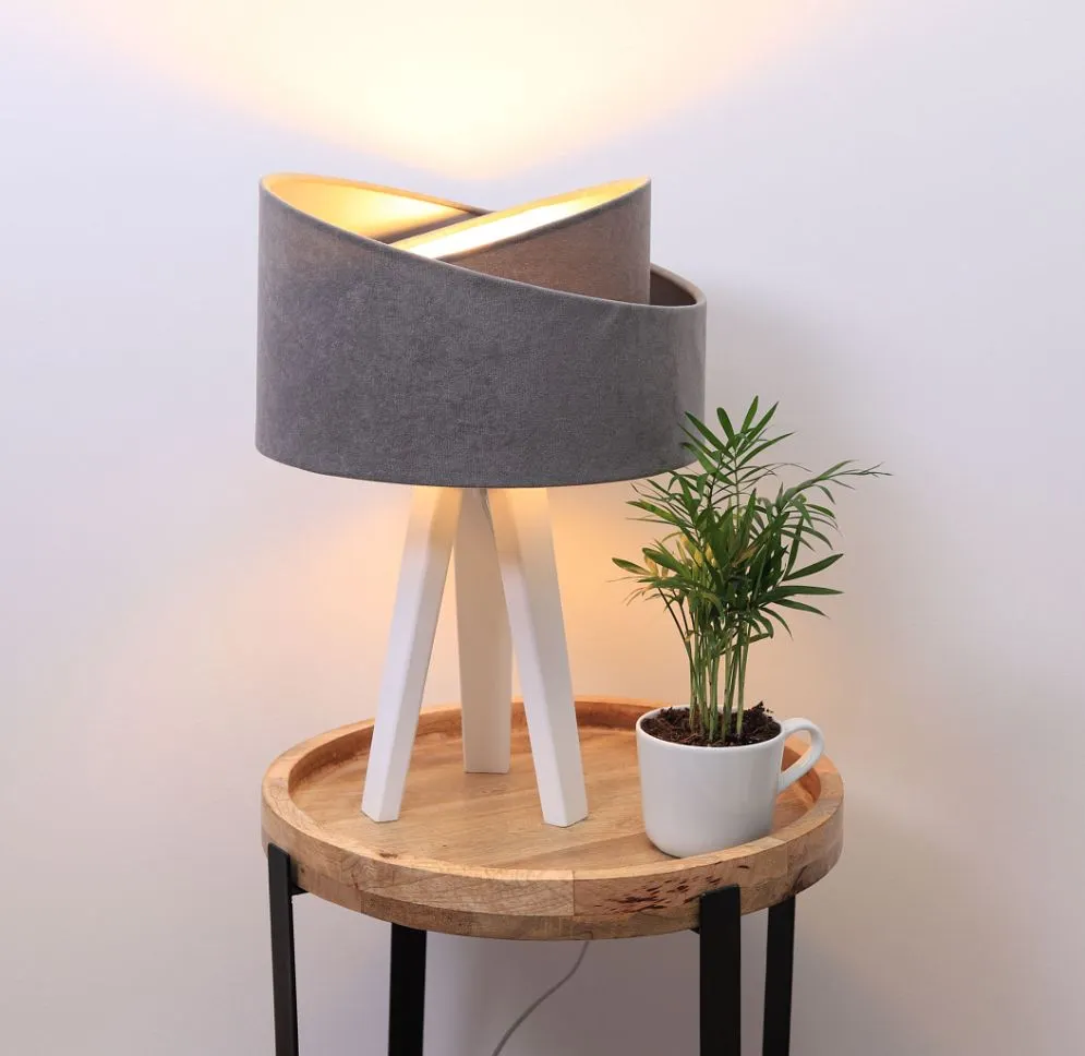 Lampa stołowa GEMSTONE szara/złota/biała do sypialni | MIRAT.