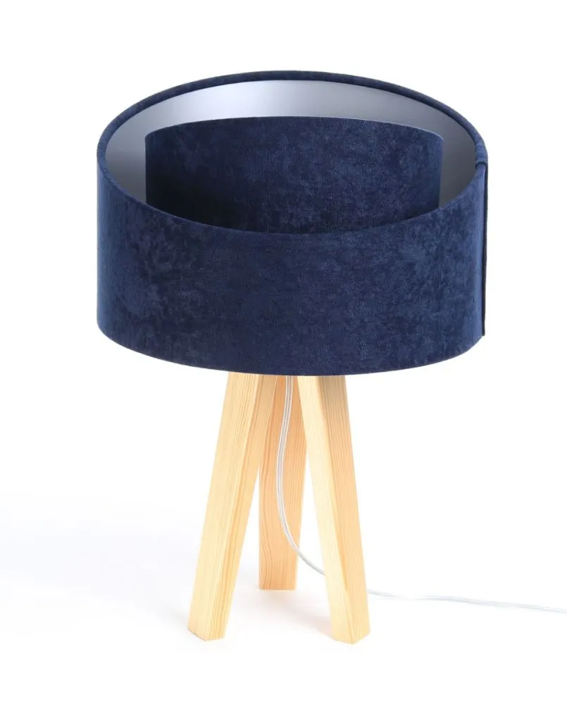 Lampa stołowa GEMSTONE granatowa/srebrna/sosna asymetryczna | MIRAT.