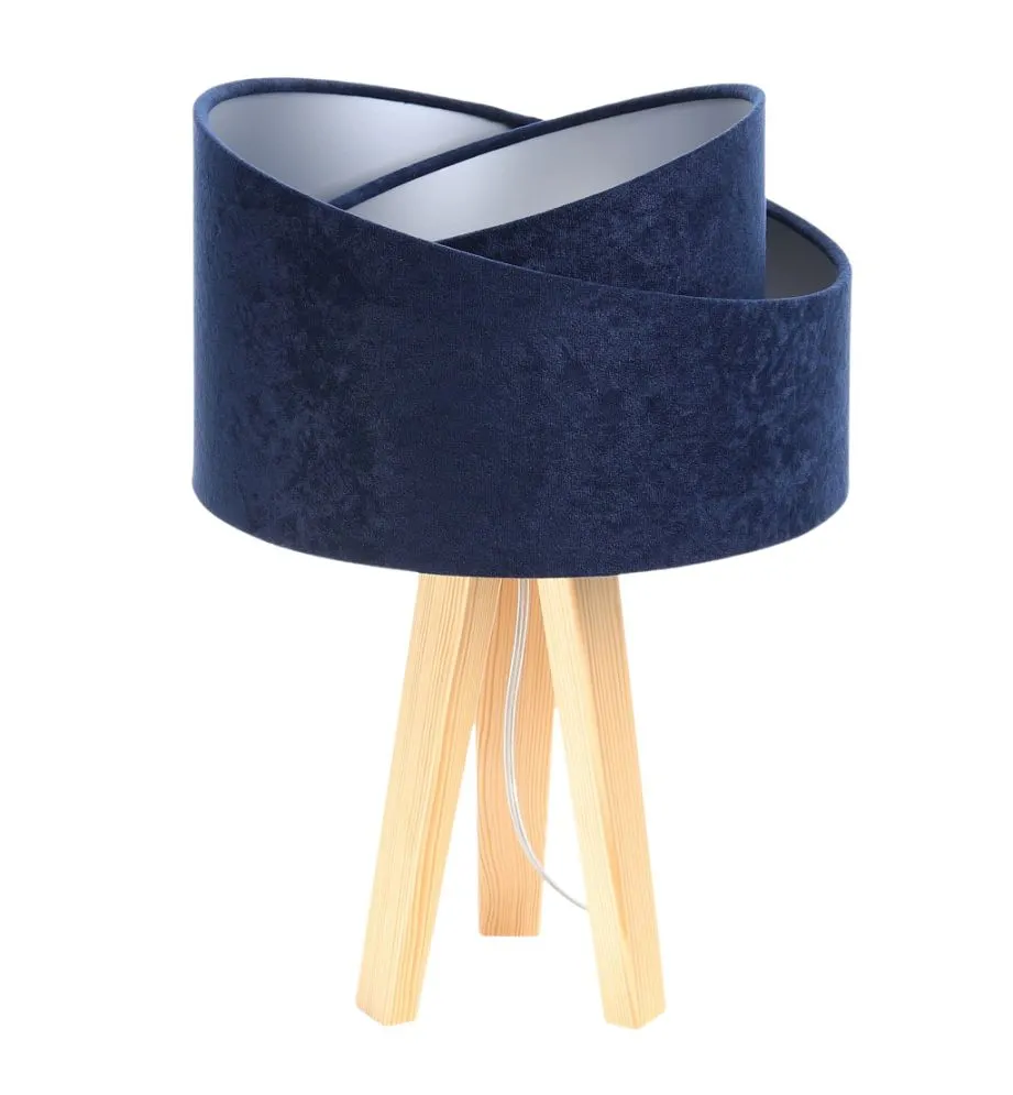 Lampa stołowa GEMSTONE granatowa/srebrna/sosna asymetryczna | MIRAT.