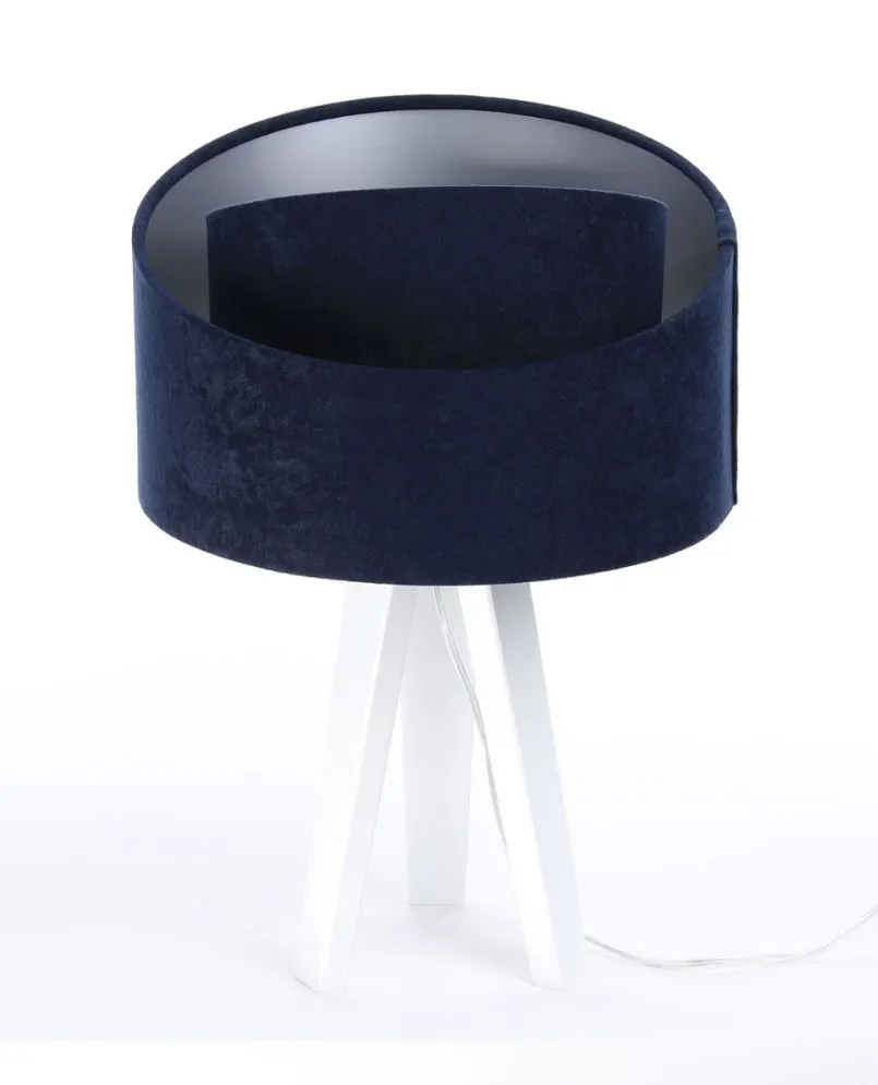 Lampa stołowa GEMSTONE granatowa/srebrna/biała z długim przewodem | MIRAT.