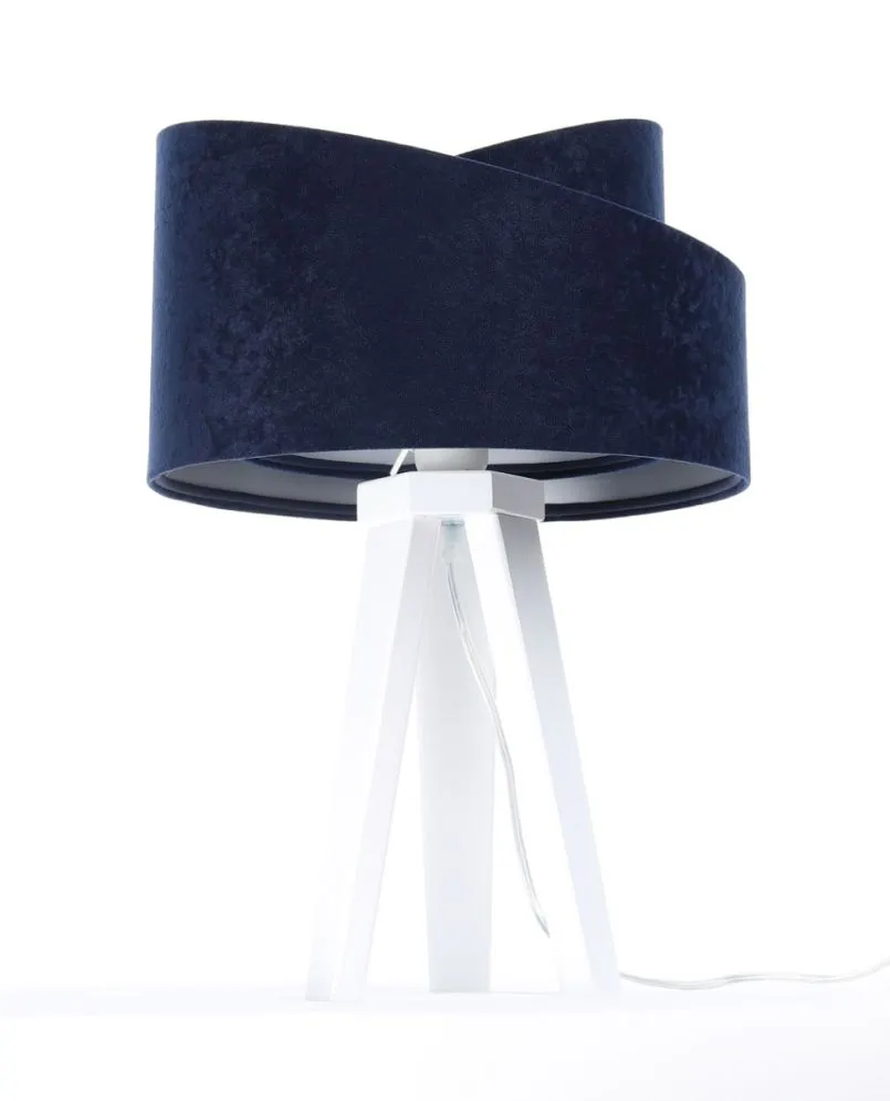 Lampa stołowa GEMSTONE granatowa/srebrna/biała z długim przewodem | MIRAT.