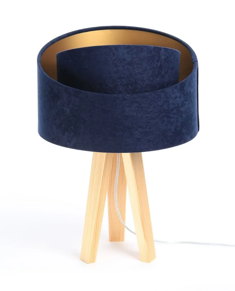Lampa stołowa GEMSTONE granatowa/złota/sosna mała | MIRAT.