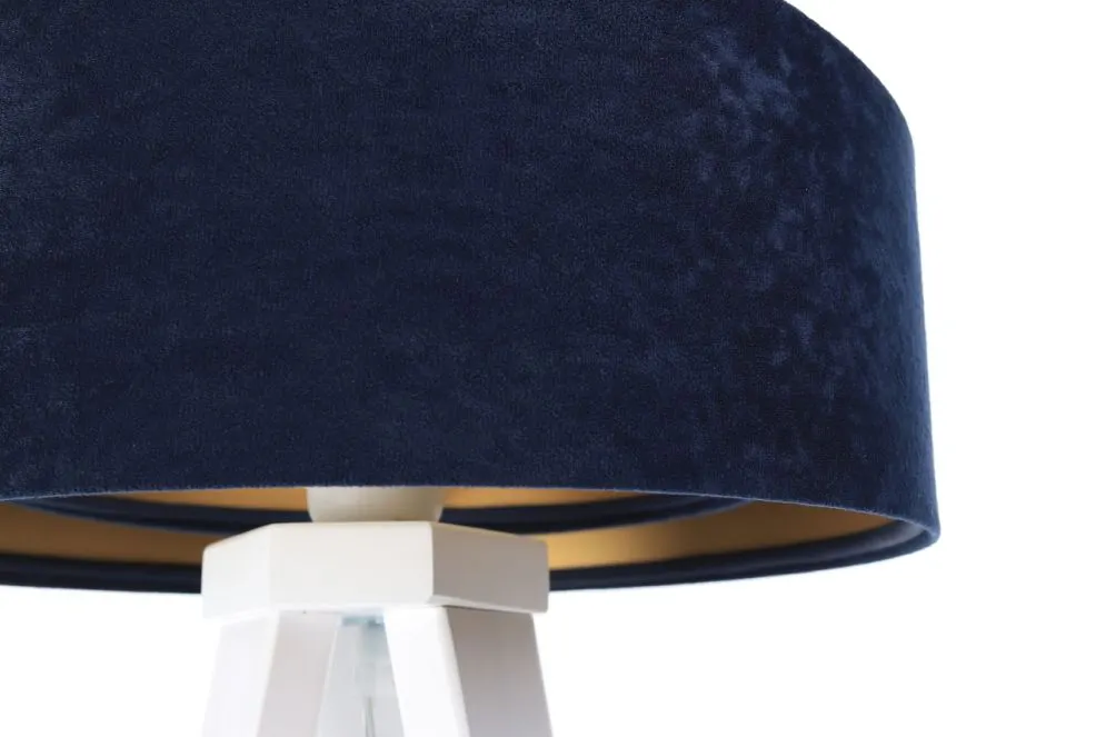 Lampa stołowa GEMSTONE granatowa/złota/biała na trójnogu | MIRAT.