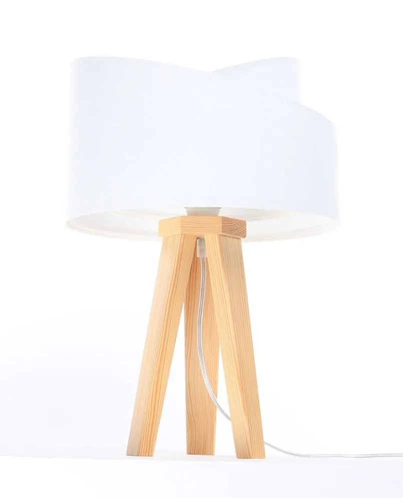 Lampa stołowa GEMSTONE biała/sosna asymetryczna | MIRAT.