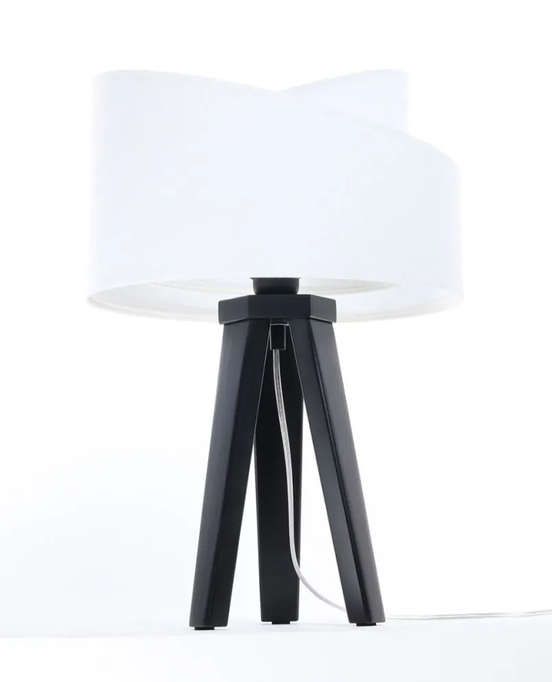 Lampa stołowa GEMSTONE biała/czarna welurowa | MIRAT.