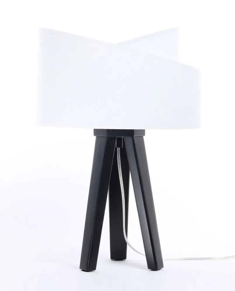 Lampa stołowa GEMSTONE biała/czarna welurowa | MIRAT.