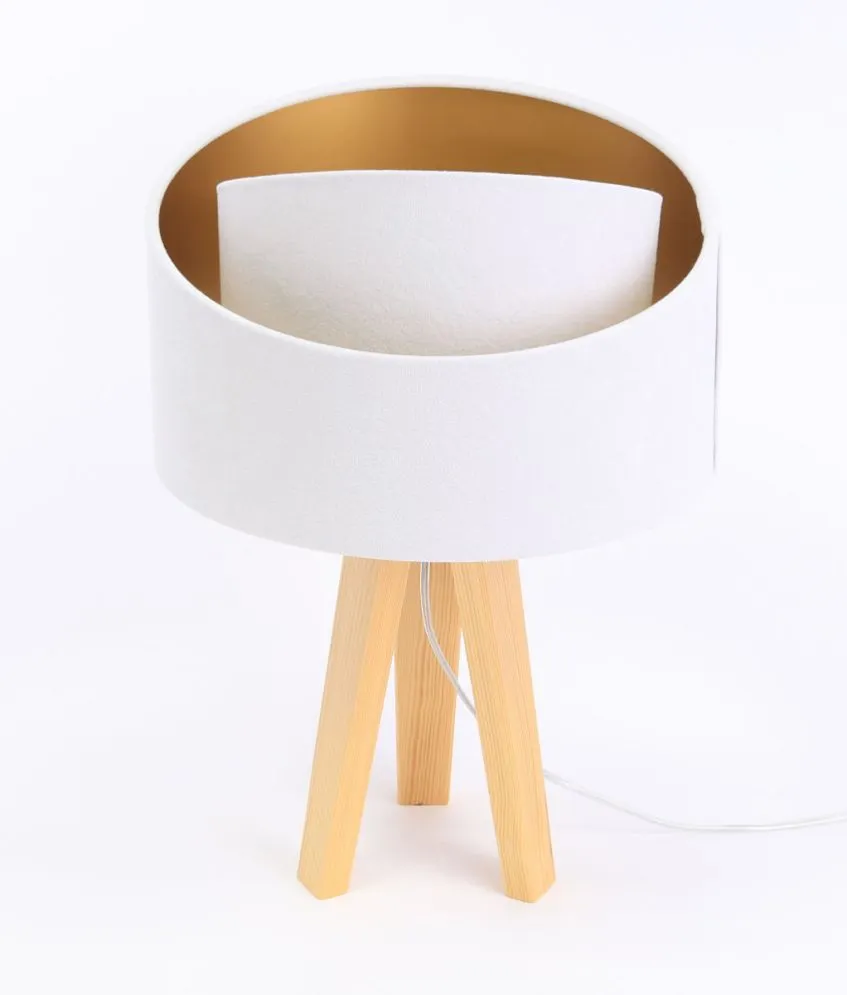Lampa stołowa GEMSTONE biała/złota/sosna w stylu glamour | MIRAT.