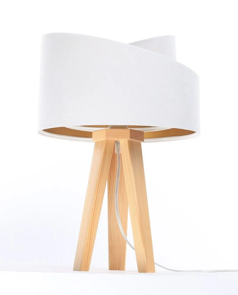 Lampa stołowa GEMSTONE biała/złota/sosna w stylu glamour | MIRAT.