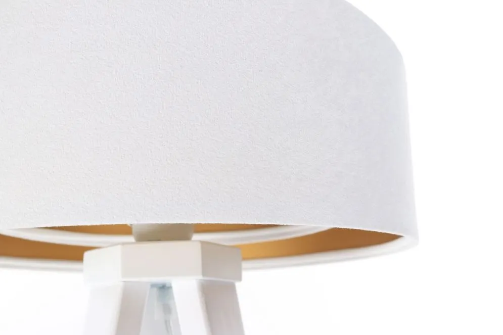 Lampa stołowa GEMSTONE biała/złota/biała nocna welurowa | MIRAT.
