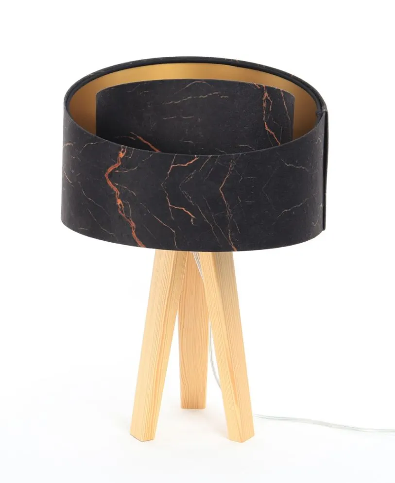 Lampa stołowa BLACK MARBLE czarna/złota/sosna welurowa | MIRAT.