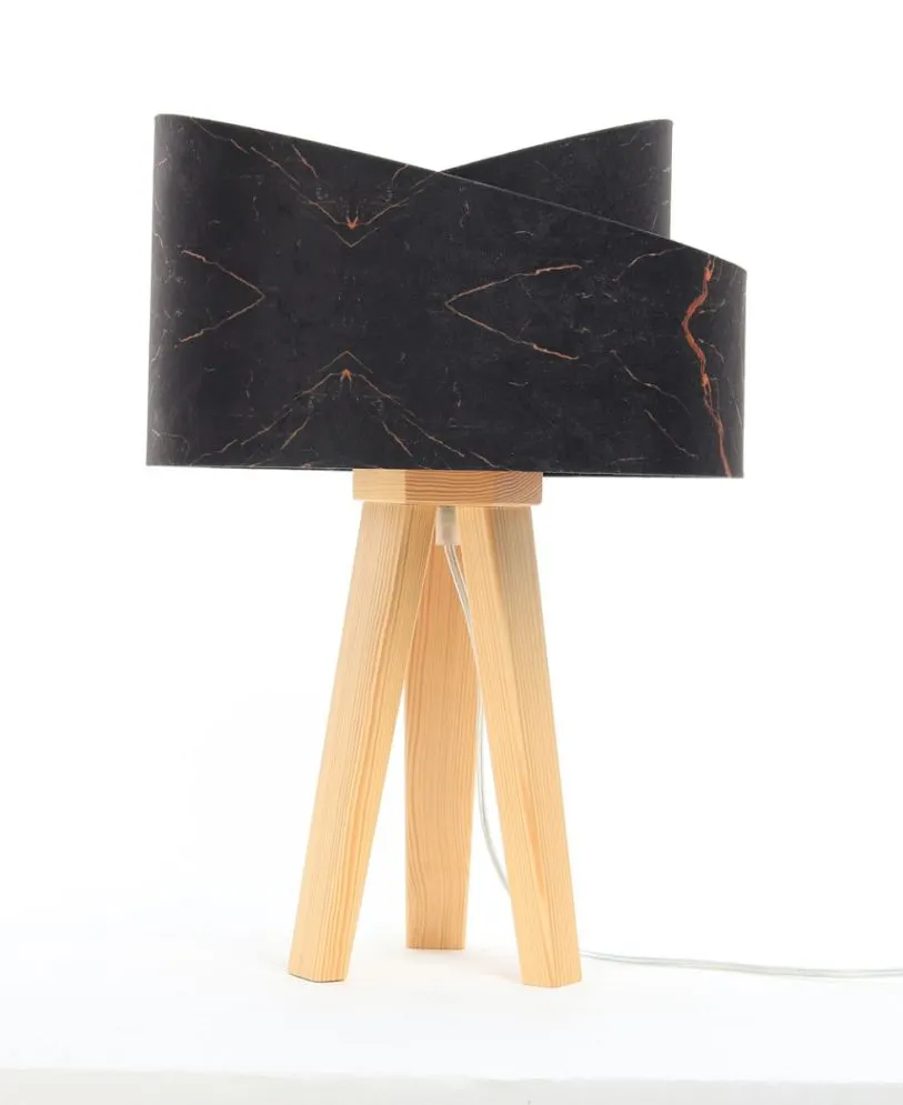 Lampa stołowa BLACK MARBLE czarna/złota/sosna welurowa | MIRAT.