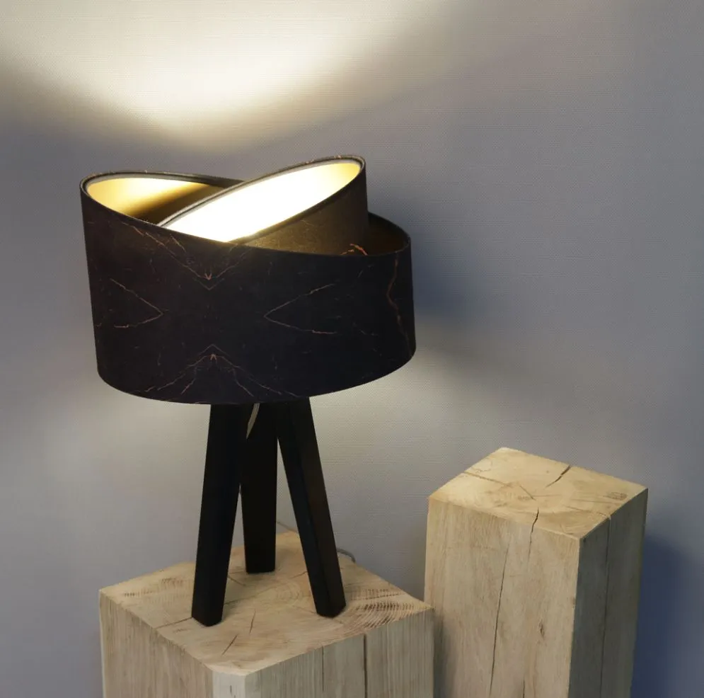 Lampa stołowa BLACK MARBLE czarna/złota/czarna w stylu glamour | MIRAT.