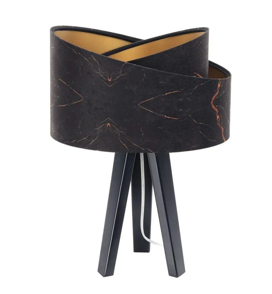 Lampa stołowa BLACK MARBLE czarna/złota/czarna w stylu glamour | MIRAT.