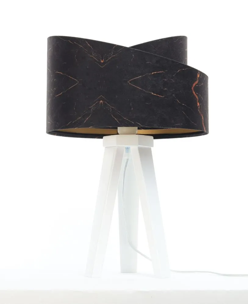 Lampa stołowa BLACK MARBLE czarna/złota/biała polskiej produkcji | MIRAT.