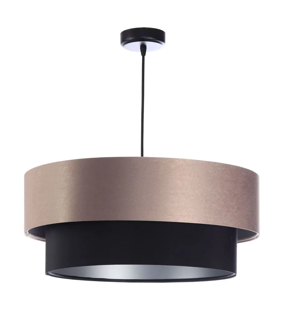 Lampa wisząca DOUBLE 40 czarna/beżowa satynowa nad stół | MIRAT. w stylu  kolekcja