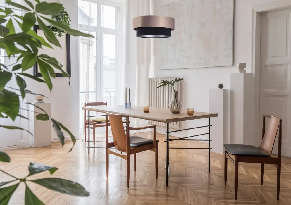 Lampa wisząca DOUBLE 60 czarna/beżowa podwójna walec | MIRAT. w stylu  kolekcja