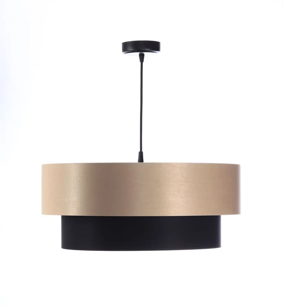 Lampa wisząca DOUBLE 60 czarna/kremowa z podwójnym abażurem | MIRAT. w stylu kolekcja