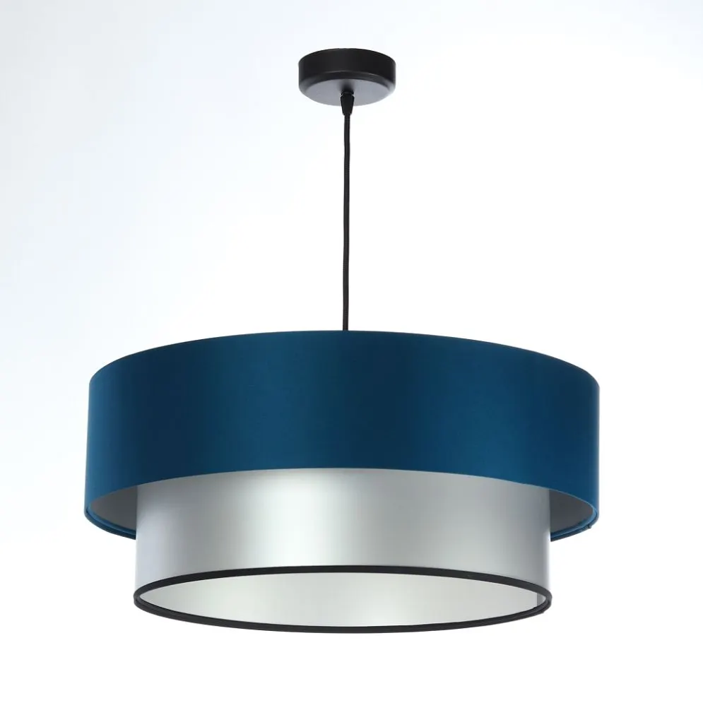 Lampa wisząca DOUBLE BLUE 60 granatowa/srebrna nad stół | MIRAT. w stylu  kolekcja