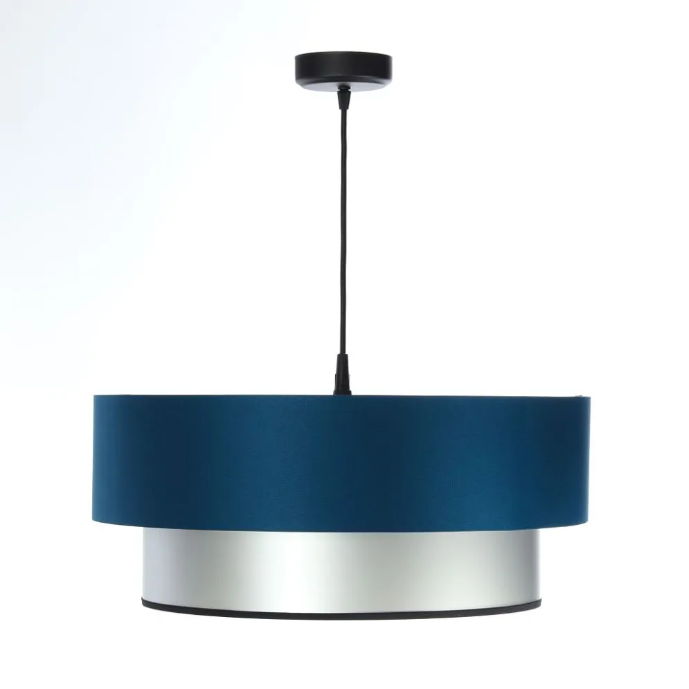 Lampa wisząca DOUBLE BLUE 50 granatowa/srebrna z podwójnym abażurem | MIRAT. w stylu  kolekcja