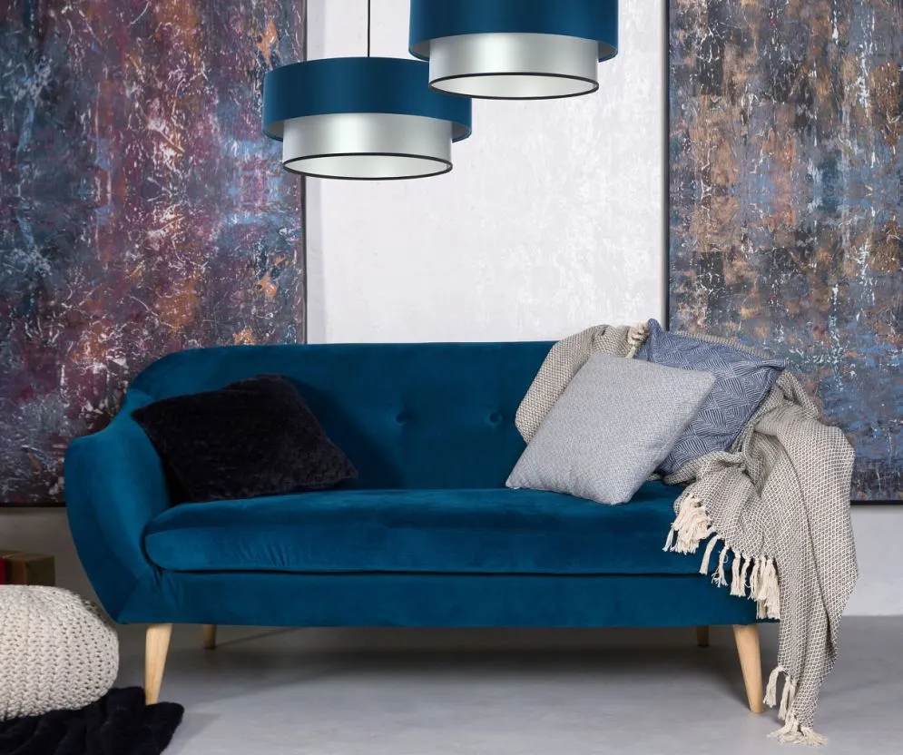 Lampa wisząca DOUBLE BLUE 60 granatowa/srebrna nad stół | MIRAT. w stylu  kolekcja