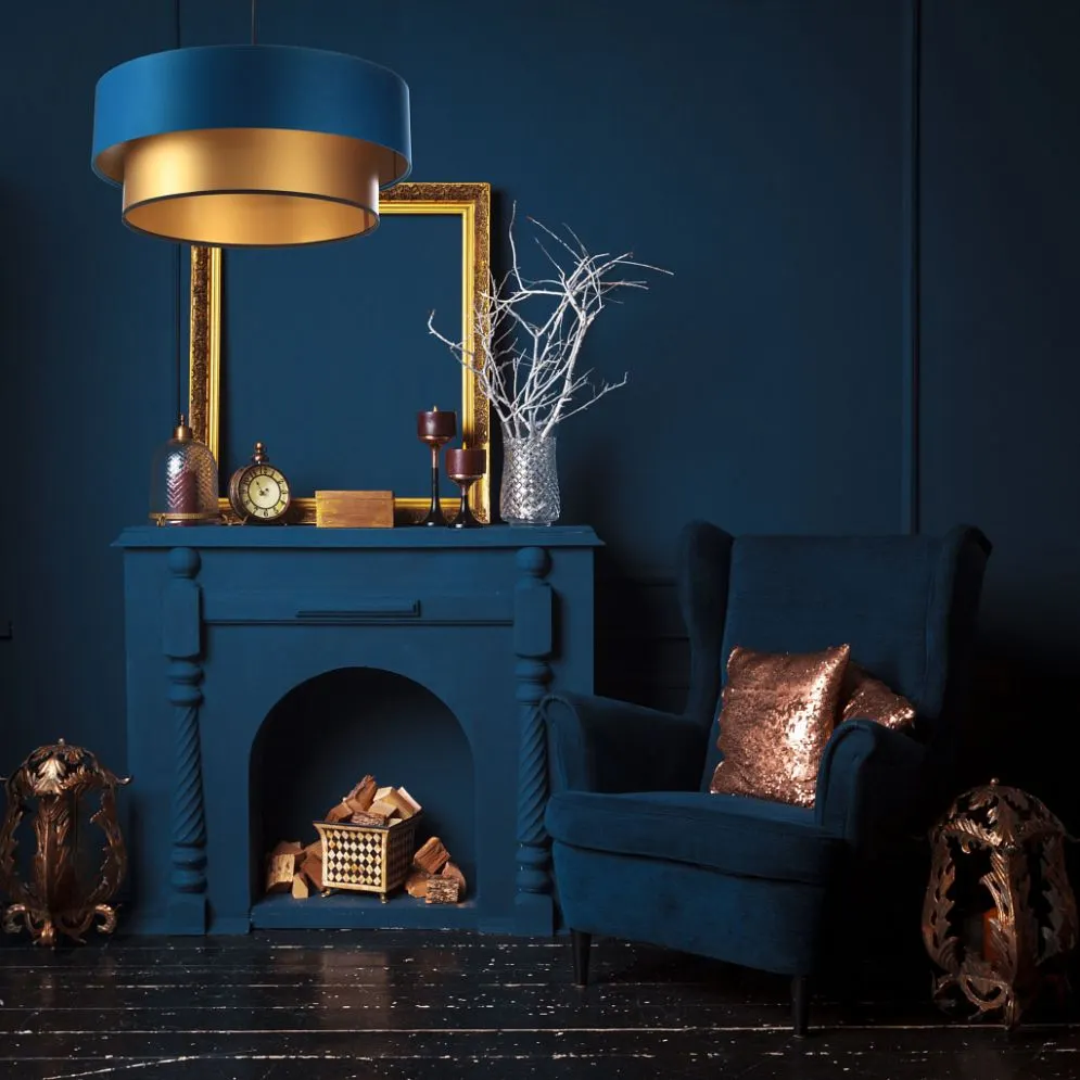 Lampa wisząca DOUBLE BLUE 50 granatowa/złota nad stół | MIRAT. w stylu kolekcja