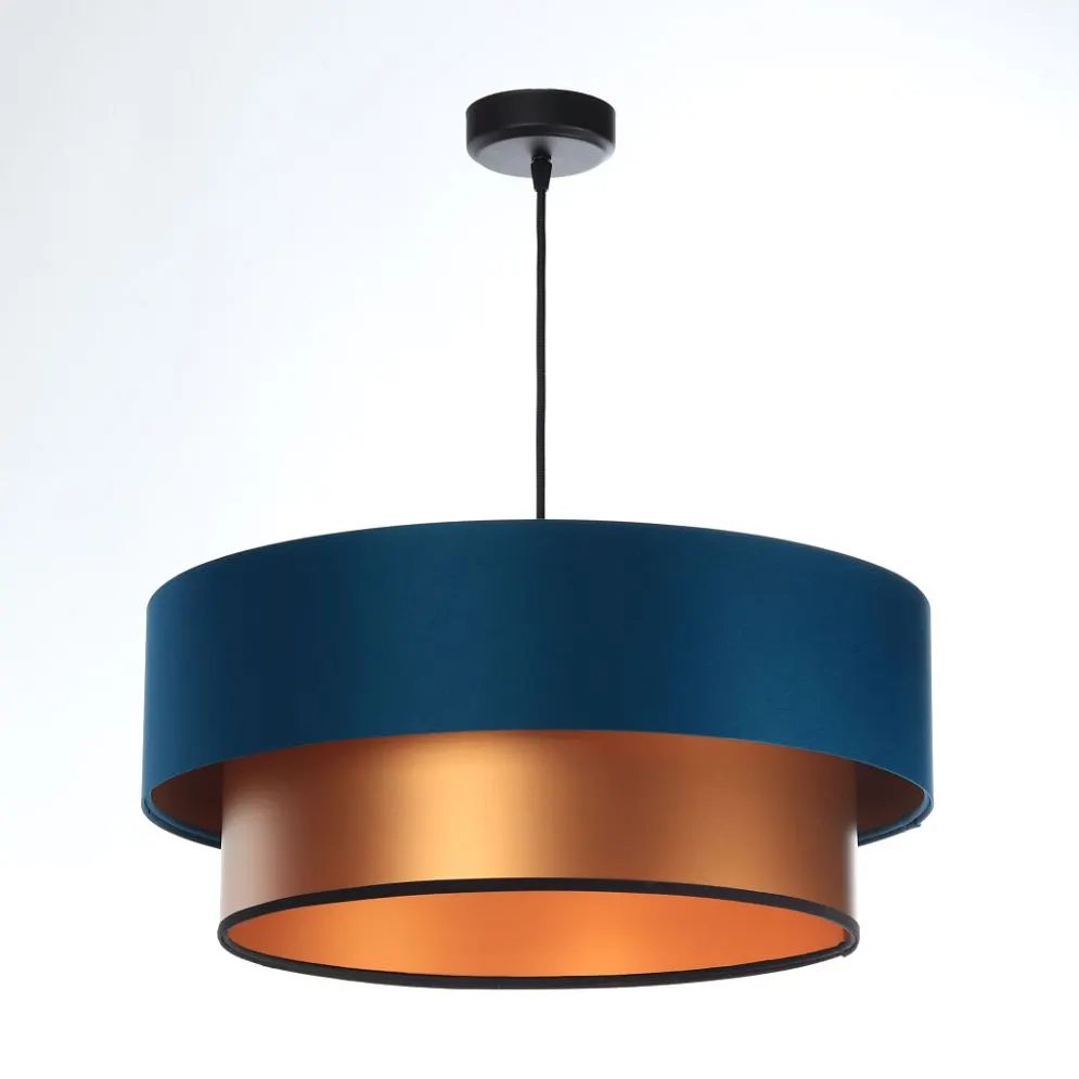 Lampa wisząca DOUBLE BLUE 50 granatowa/miedziana w kształcie walca | MIRAT. w stylu  kolekcja