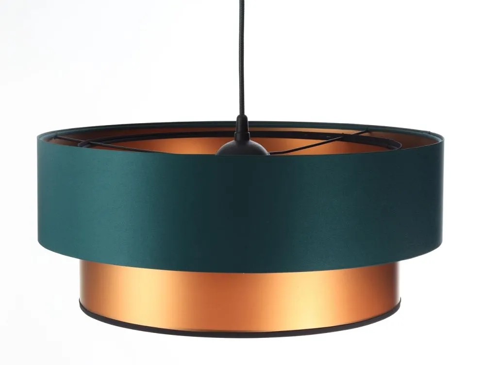Lampa wisząca DOUBLE GREEN 40 zielona/miedziana z podwójnym abażurem | MIRAT. w stylu  kolekcja