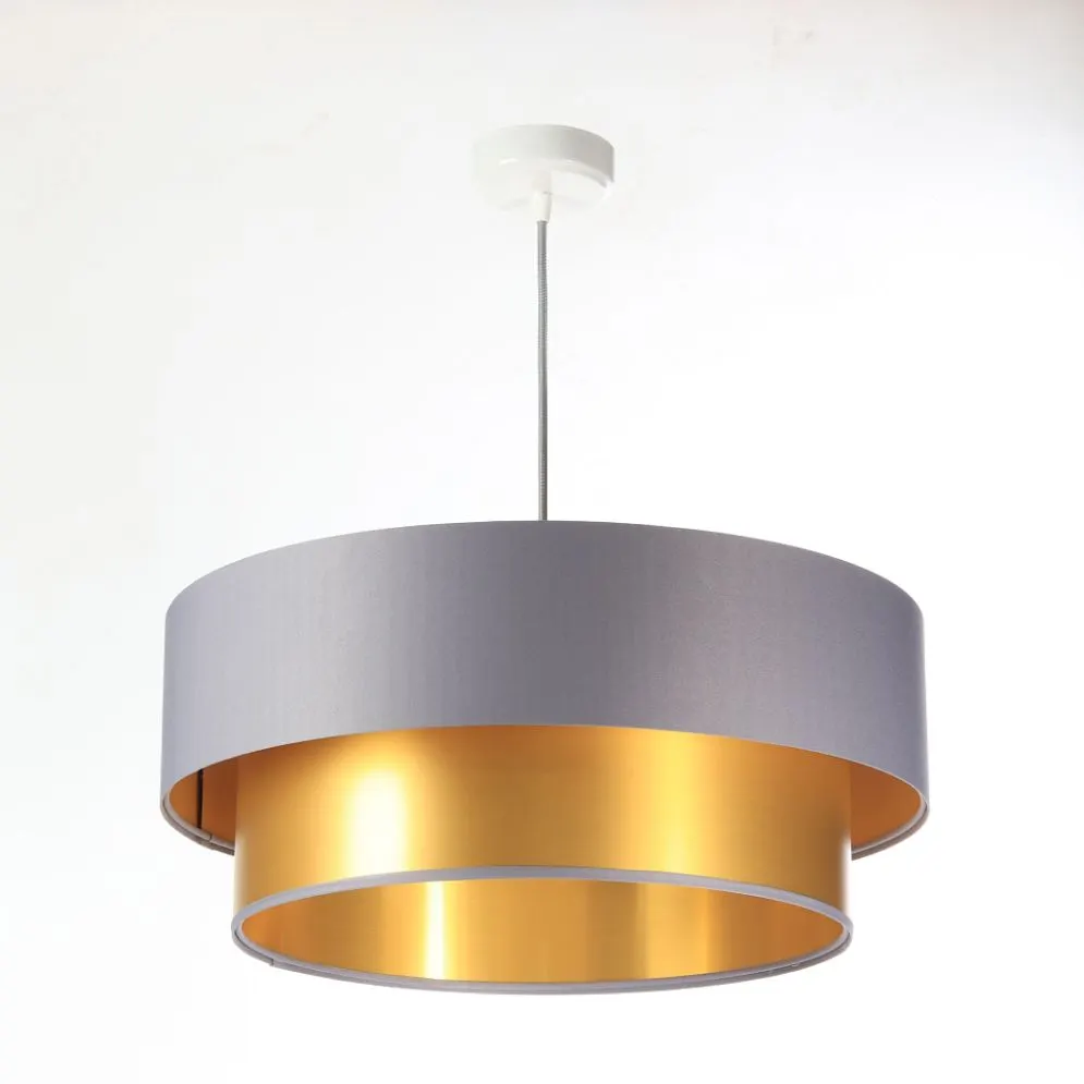 Lampa wisząca DOUBLE GRAY 40 szara/złota w stylu glamour | MIRAT. w stylu  kolekcja
