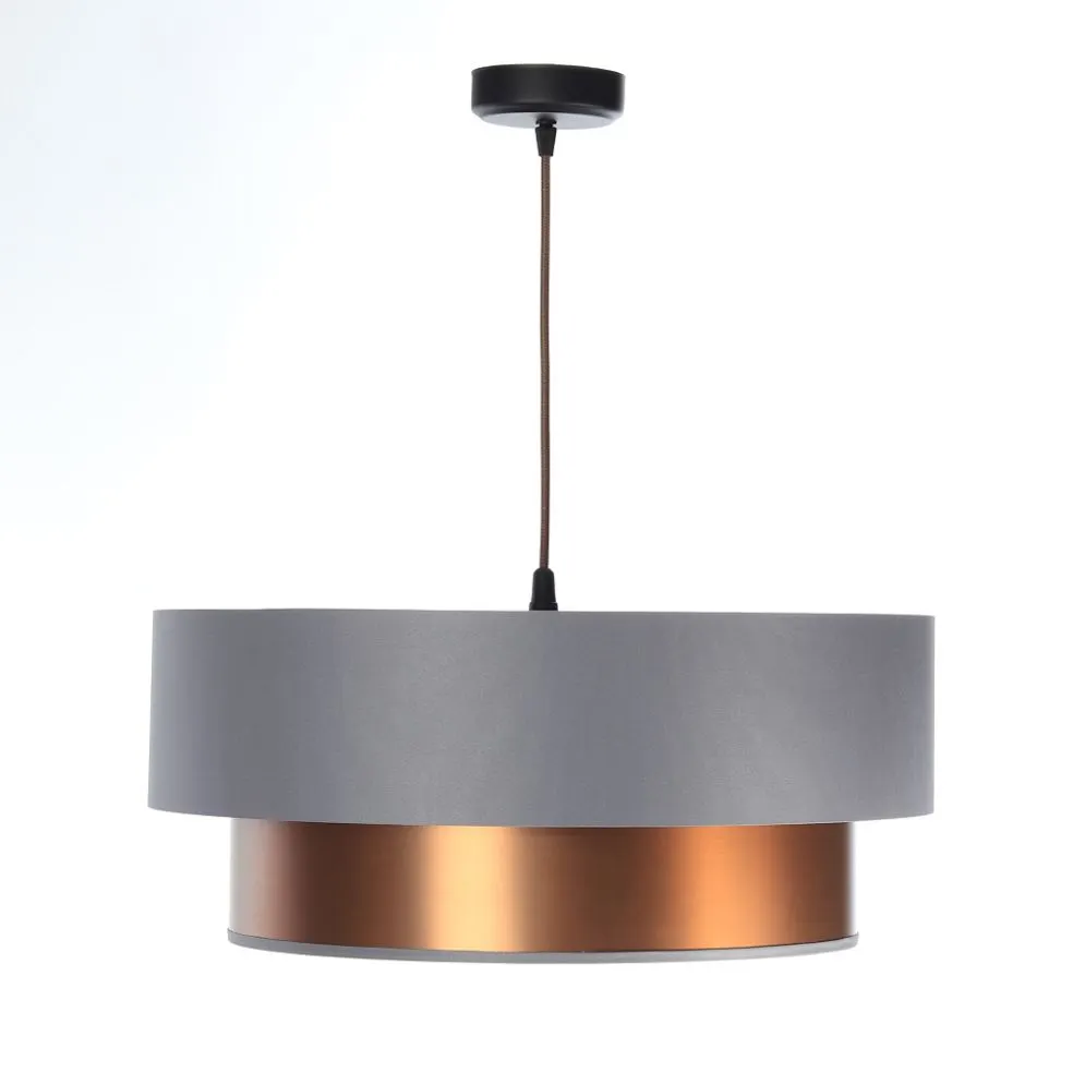 Lampa wisząca DOUBLE GRAY 40 szara/miedziana nowoczesna do salonu | MIRAT. w stylu  kolekcja