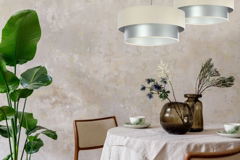 Lampa wisząca DOUBLE CREAM 40 kremowa/srebrna elegancka nowoczesna | MIRAT. w stylu  kolekcja