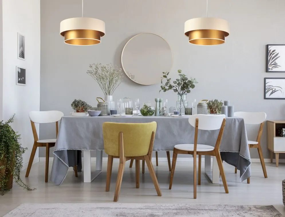 Lampa wisząca DOUBLE CREAM 40 kremowa/złota dwukolorowa do salonu | MIRAT. w stylu kolekcja