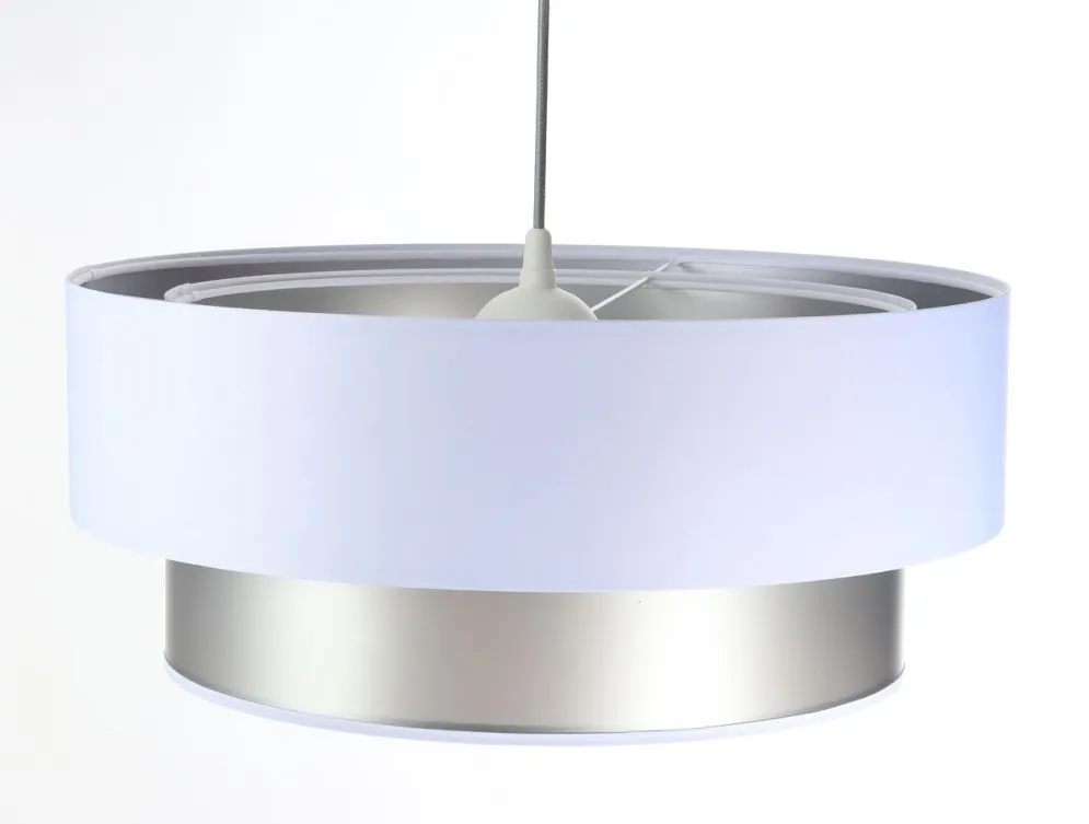 Lampa wisząca DOUBLE WHITE 60 biała/srebrna w kształcie walca | MIRAT.