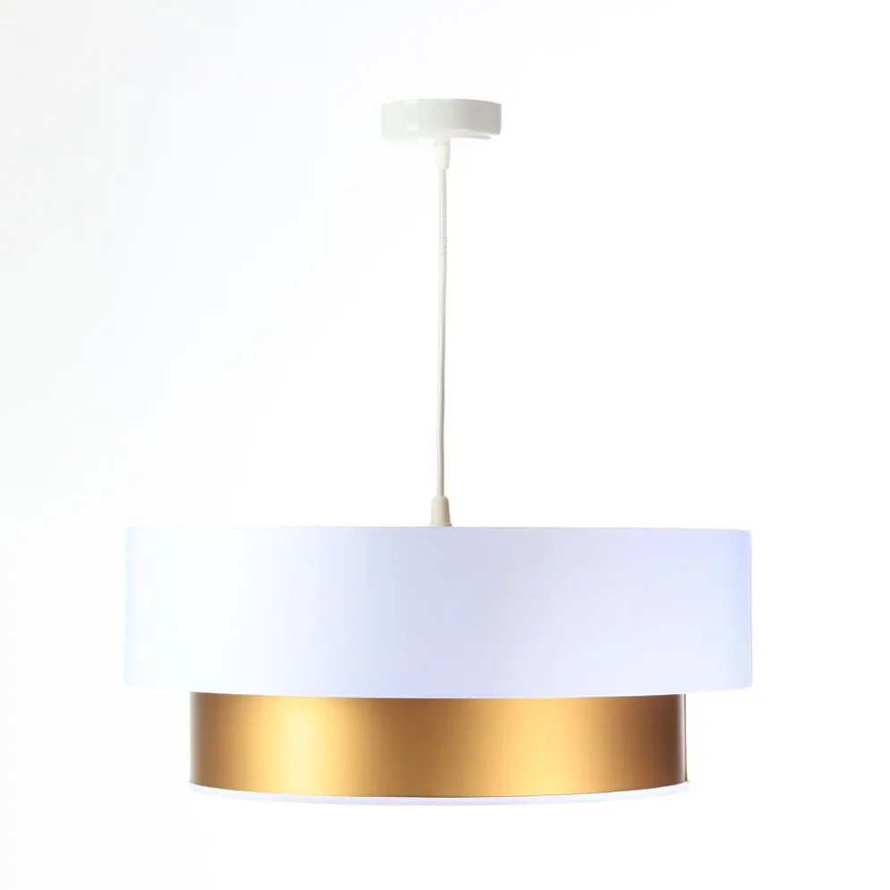 Lampa wisząca DOUBLE WHITE 50 biała/złota w stylu glamour | MIRAT.