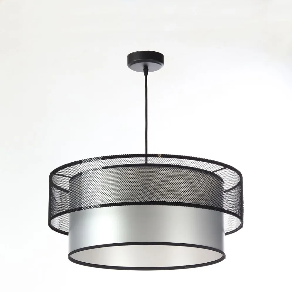 Lampa wisząca DOUBLE NET 60 srebrna polskiej produkcji ręcznie robiona | MIRAT.