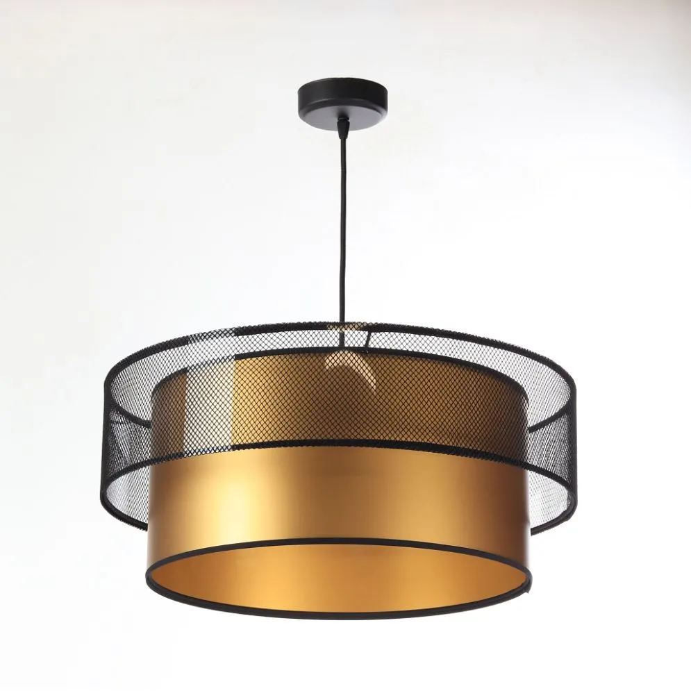 Lampa wisząca DOUBLE NET 60 złota do jadalni nad stół | MIRAT.