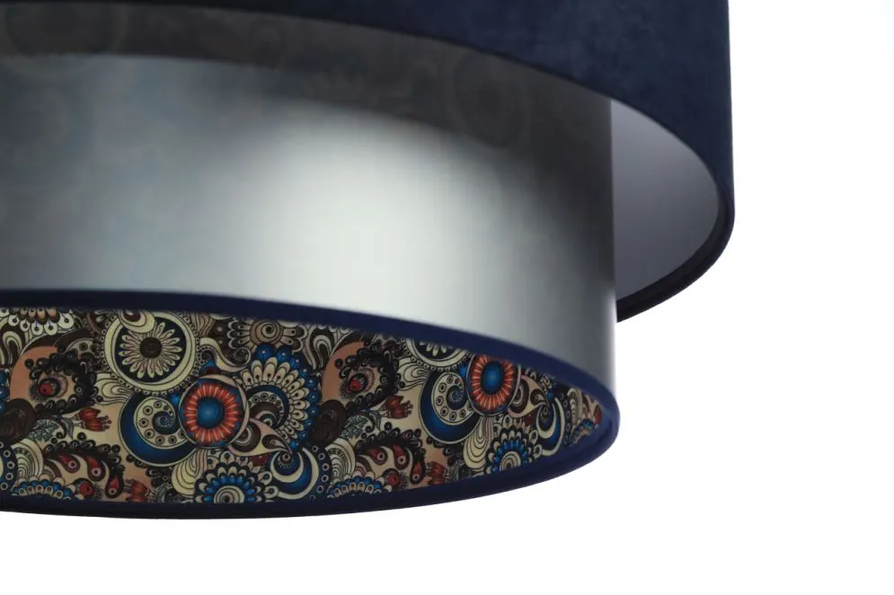 Lampa wisząca DOUBLE MIX 40 granatowa/srebrna nowoczesna do salonu | MIRAT.